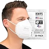 BNX 20-Pack KN95 Face Mask, Disposable Particulate KN95 Mask Made in USA, Protection Against Dust, Pollen and Haze (20 Pack) (Earloop) (Model: E95) White