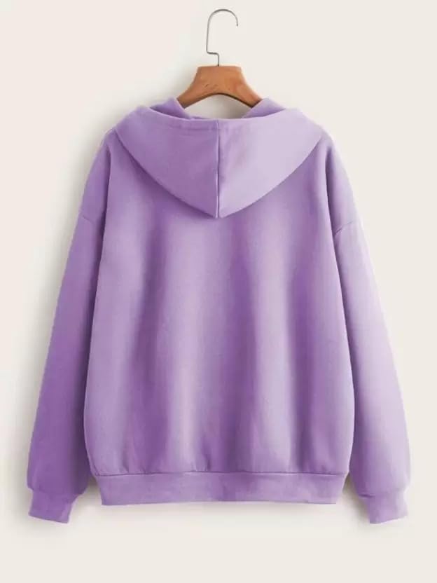 Image of Womens Cotton Relaxed Fit Solid Casual Zipper Hoodie Sweatshirt with Hooded Neck and Side Pocket for Winter