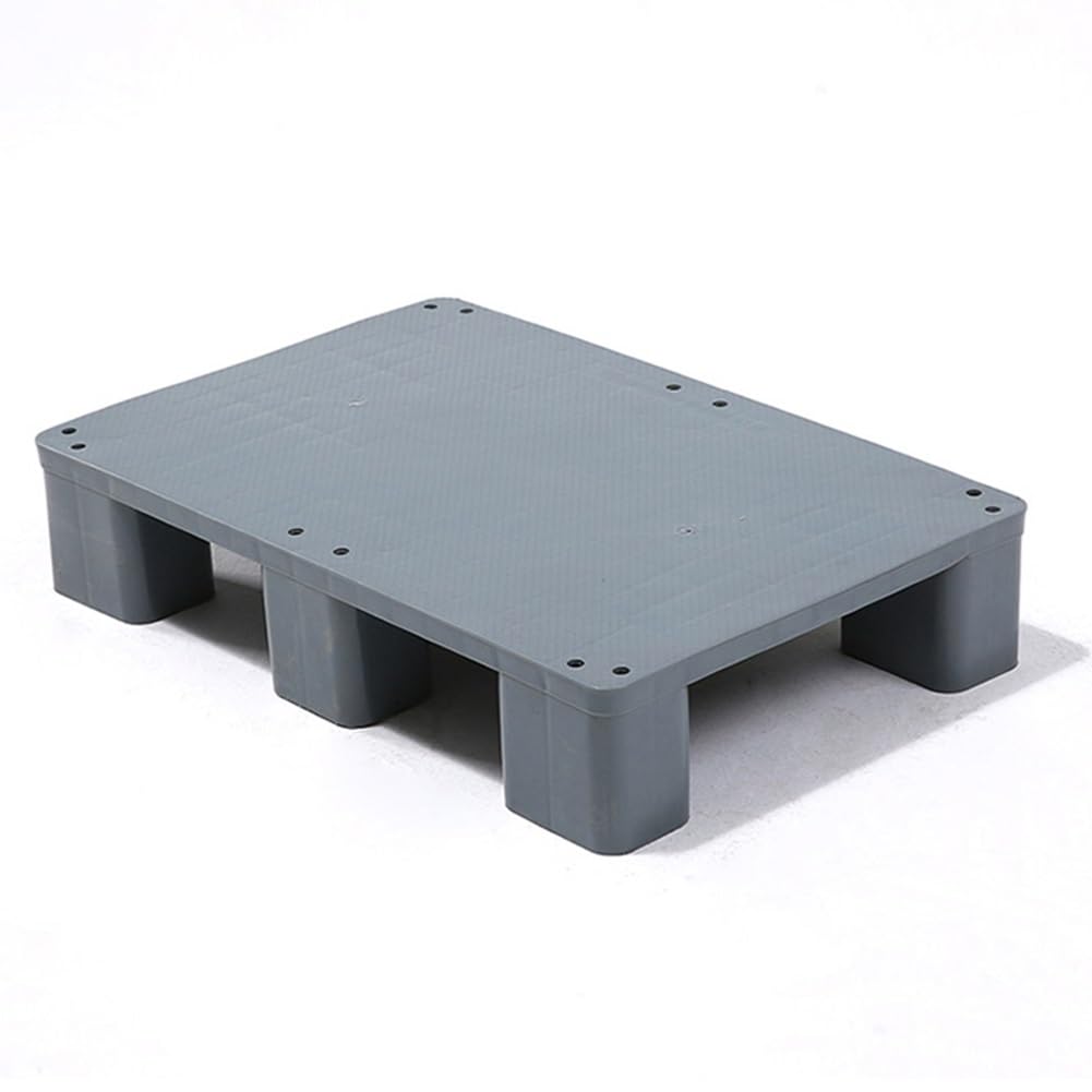 Paleta de plástico Heavy Du - Plataforma industrial y de almacén Sto a prueba de humedad, ideal para mover pieles y embalar, 80 x 60 x 12 cm, color gris