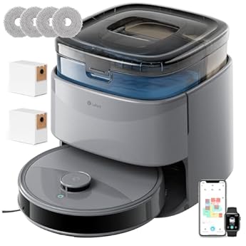 Foto di LEFANT M3 Robot Aspirapolvere Lavapavimenti con Mappatura, 12000Pa, Doppio Mop Rotante, Navigazione dToF, Evitamento PSD, Lavaggio Mop a 45°C, 3.2L Svuotamento Automatico, WiFi, Alexa/APP, Grigio