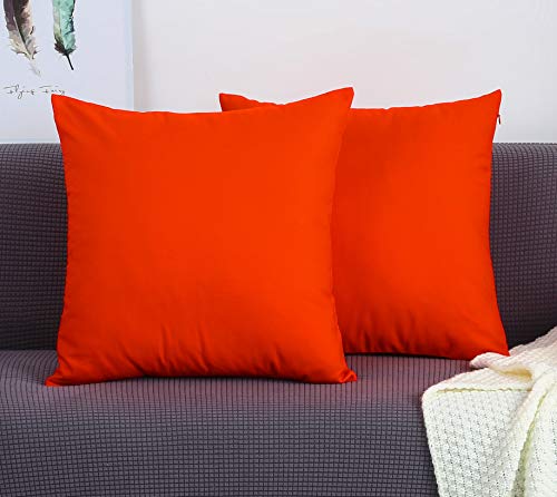 TangDepot 2-Pack Cotton Throw Pillow Covers 16x16 Red Orange