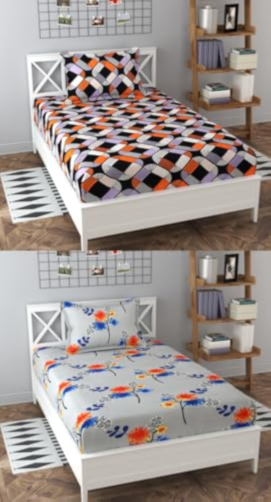 Prime Collection 220TC Combo Pack of 2 Single Bedsheets