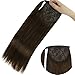 Produktbild YoungSee Remy Haarteil Ponytail Clip in Extensions Echthaar Zopf Pferdeschwanz Dunkelbraun #4 Echthaar Clip in Extensions Braun Ponytail Haarverlangerung Echthaar 45 cm