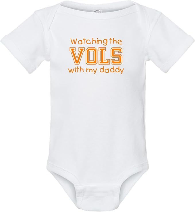 Curiositees Watching the Vols with my Daddy Baby Clothes Jersey Bodysuit Outfit - White