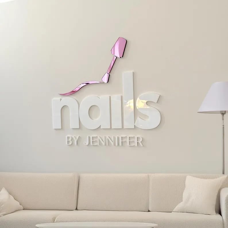 Custom Mirror Acrylic Salon Sign - Premium Business Wall Art for Spa Reception, Lobby & Office Decor - Personalized Logo Design (01)