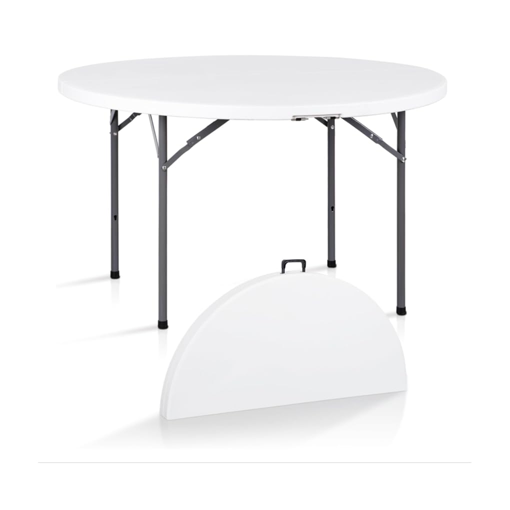 VANLIG Mesa Plegable Redonda | Fácil de Guardar y Transportar | Armazón Resistente | Ideal para Eventos y Uso Exterior | Blanca