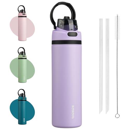 Image of BJPKPK 25oz Insulated Water Bottle with Straw Lid & Handle, Stainless Steel | Leak-Proof 2-in-1 Straw & Spout Lid, BPA-Free Vacuum Insulated Bottle Fits Cup Holders for Gym, Office, Travel & Outdoor