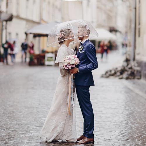 Defresit Clear Umbrellas for Wedding, 38.6'' Folding Transparent Umbrella, Compact Travel Umbrella, Portable Folding Umbrellas for Woman Men Bride Bridesmaid Party - Image 2