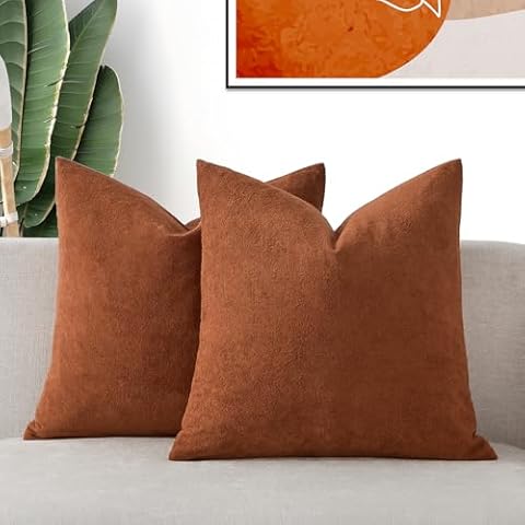 GIGIZAZA Burnt Orange Decor Pillow Covers 18x18 Set of 2, Cotton Modern Throw Pillows Covers for Living Room Couch Sofa Pillowcase Accent Farmhouse Cushions Covers Cover