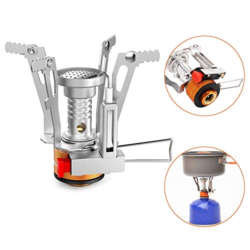 Mini fogão de acampamento em aço inoxidável, queimadores de acampamento resistentes e duráveis ​​par