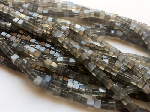 Perles de cube en pierre de lune grise 5mm pour création collier DIY - 4
