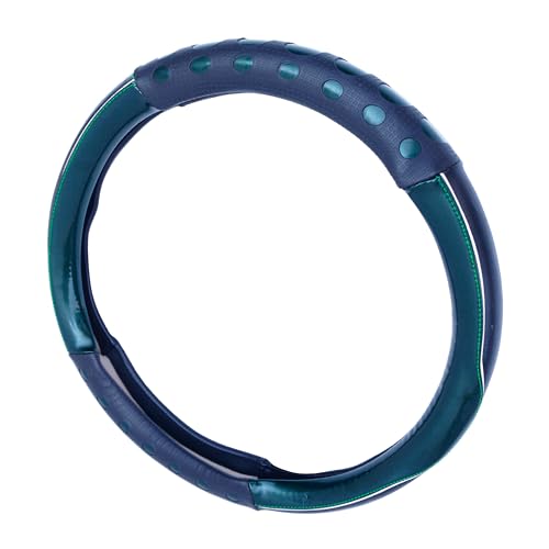 Image of NIKAVI Fashion Steering Wheel Cover - Green Color | Size - Medium | Diameter 38 cm | O-Type | Car Steering Wheel Protector, Anti-Slip, Stylish Leather Finish Grip Cover for Round Steering Wheels