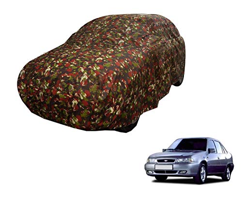 Image of Auto Hub Car Cover Compatible with Daewoo Cielo with Weather Proof, Triple Stitched, Cielo Car Cover Jungle Look