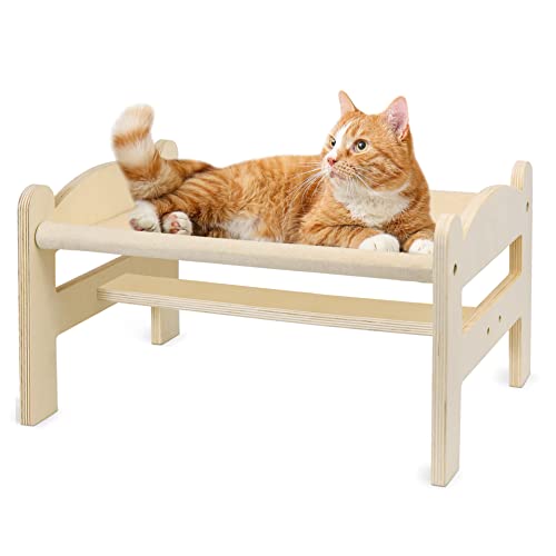 Cat Furniture Cat Bed Cat Hammock,Wooden Elevated Cat Bed Free-Standing For Indoor Cats,Cat Couch Pet Supplies,Washable And Breathable Kitty Hammock Bed,Gift For Your Small To Medium Size Cat #TOP23