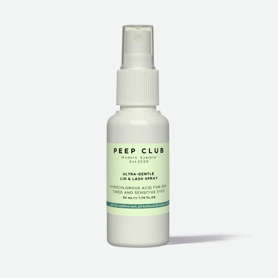 Peep Club Hypochlorous Acid Spray for Face and Eyes - Gentle Lid & Lash Cleansing Facial Spray Mist for Daily Use - Reduce Blemishes, Breakouts, Eczema, and Redness on Skin, Travel Size Toner, 50ml