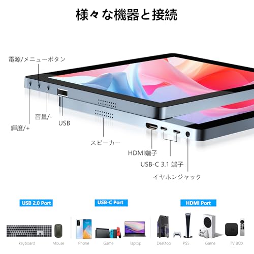 Wstirhy ポータブルモニター 9.7型 2K (2048x1536) IPS 440ニット 4:3タッチディスプレイ CNC金属ボディ 保護ケーススタンド付属 Type-Cx2/HDMI対応 Switch/PS5/スマホ/PC/Mac 在宅ワーク リモートワーク モバイルディスプレイ