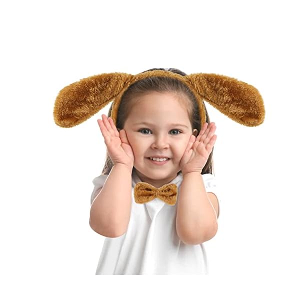 3 pieces dog costume set dog ears headband tail and bow tie animal fancy dress dog costume kit party accessories for halloween,birthday,christmas,cosplay dress up party decorations - image 5