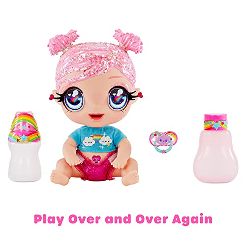 Mga's Glitter Babyz Dreamia Stardust Baby Doll With 3 Magical Color Changes, Pink Hair Rainbow Outfit, Diaper, Bottle, Pacifier Accessories- Gift For Kids, Toy For Girls Boys Ages 3 4 5+ Years Old #TOP2