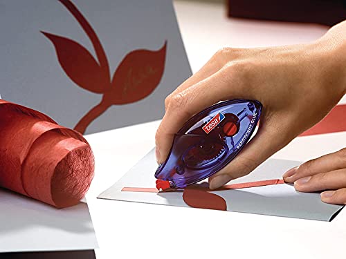 tesa Roller Kleben Permanent ecoLogo Einwegroller im 5er Pack - Umweltschonender Kleberoller mit reißfestem PET-Band - 8,5 m x 8,4 mm