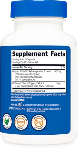 Nutricost KSM-66 Ashwagandha Root Extract 600mg, 60 Veggie Caps - 5% Withanolides - with BioPerine - Full-Spectrum Root Extract - Image 6