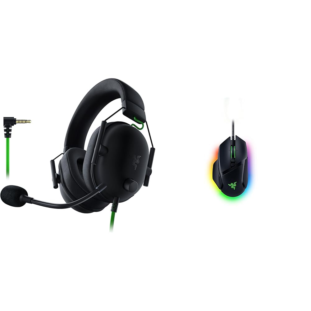 Razer BlackShark V2 X - Cuffie da Gioco Esports Cablate Multipiattaperma & Basilisk V3 - Mouse da Gioco Personalizzabile Cablato (10+1 Pulsanti Programmabili