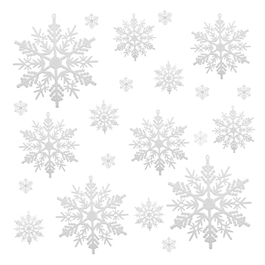 51 Pezzi Fiocchi di Neve Decorativi Natale,Decorazioni per Albero di Natale Ornamenti Decorativi Natale di Fiocco di Neve in Ciondoli da Appendere DIY Artigianato