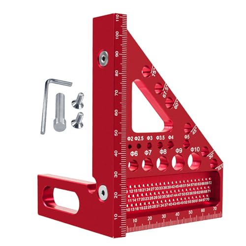 Règle triangulaire pour le travail du bois et rapporteur carré en aluminium avec position trou