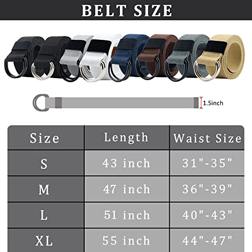 Image of Web Fabric Canvas Belt for Men Women with Double D Ring Buckle 1.5in Wide