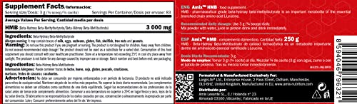 Amix HMB Powder 250 gr - Aumenta la Masa Muscular - Reduce la Grasa Corporal - Perfecto para Deportistas