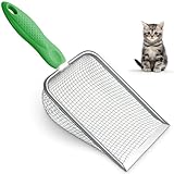Apidgrowth Metal Cat Litter Scoop,Sturdy Litter Cleaner Corner Shovel,Stainless Steel Mesh Litter Shovel,Easy to Clean Reptile Terrarium Sand Waste(Green)-Christmas