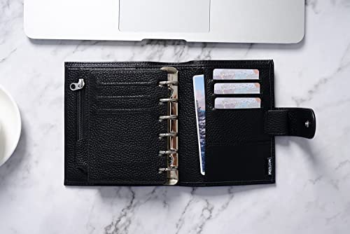 Moterm Regular Planner Pocket Ring Organizer - Genuine Leather Organizer (Pebble Black, 19mm Ring), Regular Pocket(2.0) - Image 4