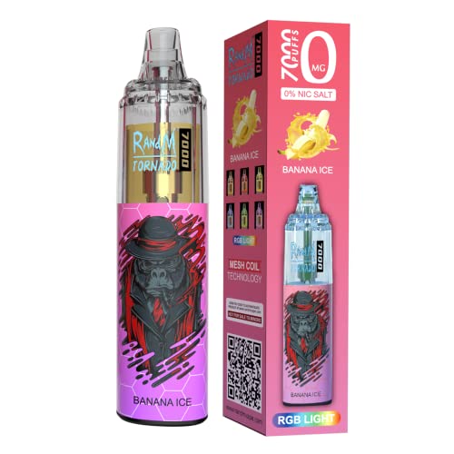 R and M Tornado Rechargeable Disposable Vape Pens, 7000 Puffs Starter Kit, Fruity Flavours, E-Cigarettes, No Nicotine, 2ml Cartridge Capacity, Draw-Activated Vape Pen, Smooth Vaping, (BANANA IC)
