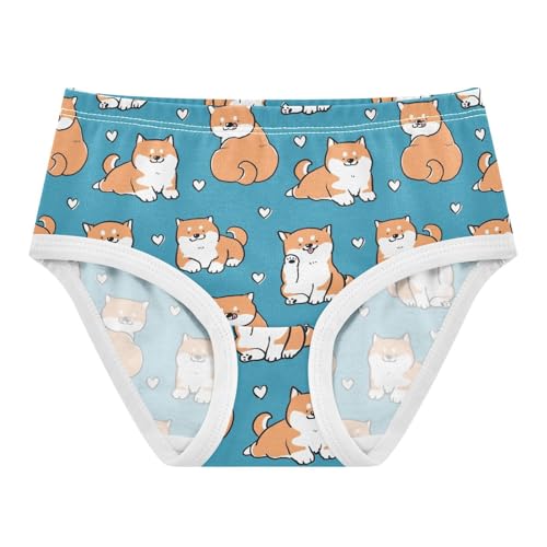 Wusikd Hearts Girls' Underwear Cotton Shiba Inu Dog Girls Briefs Soft Toddler Underwear 8T