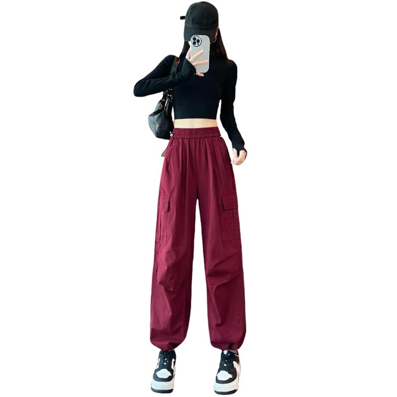 Pantalon cargo de sport coton soie femme style américain pantalon streetwear léger
