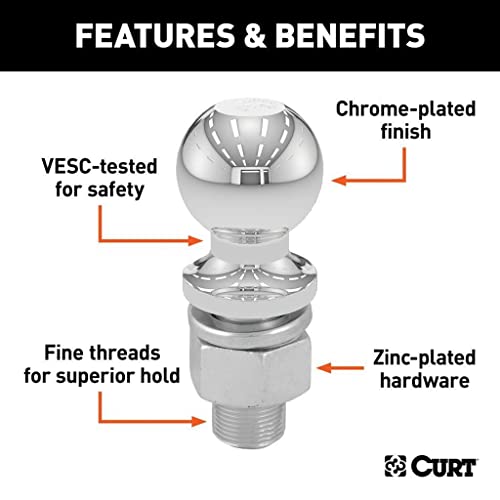CURT 40167 Chrome Trailer Hitch Ball, 7,500 lbs, 2-5/16-Inch Diameter, 1 x 2-1/8-In Shank by CURT - Used condition - Image 3