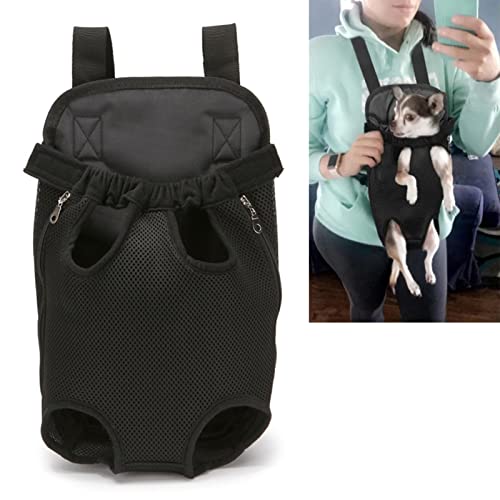 Pet Carrier Backpack, Adjustable Soft Breathable Dog Front Carrier, Legs Out Easy Fit Hands Free Dog Travel Carrier Pack Bag for Hiking Camping for Dogs Cats and Rabbits(S-Black)
