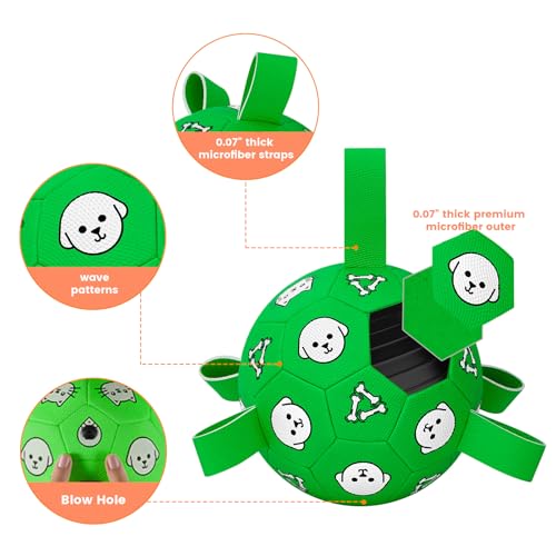 Image of 6 Inch Dog Soccer Ball, Interactive Dog Toys for Small Dogs | Floating Water Toys, Jolly Ball with Straps, Durable Outdoor Training Dogs Tug Toy, Outside Pet Toys, Birthday Gift for Puppy