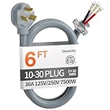 Deeklify 6 ft 3 Prong Dryer Cord, 30Amp 10 Gauge Dryer Power Cord Replacement, Pure Copper 3-Wire Dryer Cord...