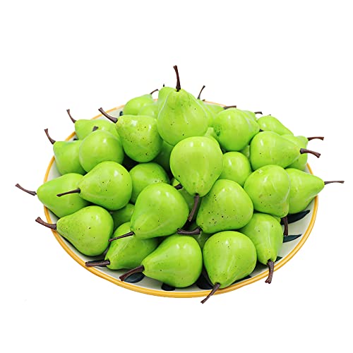 Wjboand 28Pcs Artificial Fake Simulation Realistic Fruit Mini Pear Photography Props Lifelike Party Home Kitchen Cabinet Shop Supermarket Decoration #TOP18