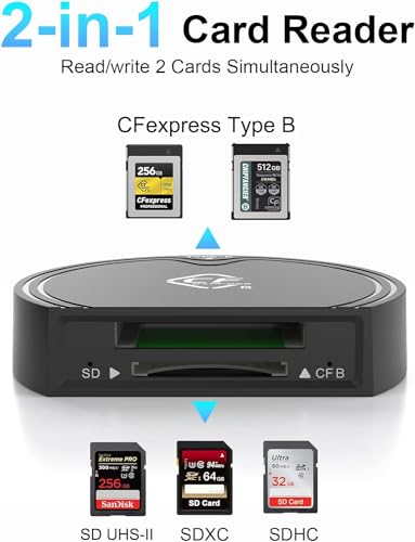 Image of SCALEBEE CFexpress Type B SD 4.0 UHS-II Dual-Slot Memory Card Reader USB 3.2 Gen 2 Simultaneously Reader and Write 2 Card 312MB /s Read Speed USB C to USB C /USB A Cable Windows /Mac /Linux /Android