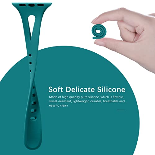 Image of Getino Slim Bands Compatible with Apple Watch 42mm 44mm 45mm 46mm 49mm Band iWatch SE Ultra Series 11 10 9 8 7 6 5 4 3 2 1, Soft Silicone Sport iWatch Bands for Women Men, Black /White /Dark Green /Cyan