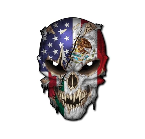 Image of USA Mexico American Mexican Country Flag Decal with Reflective Eyes Bumper Sticker for car Truck SUV Vinyl Outdoor Graphic