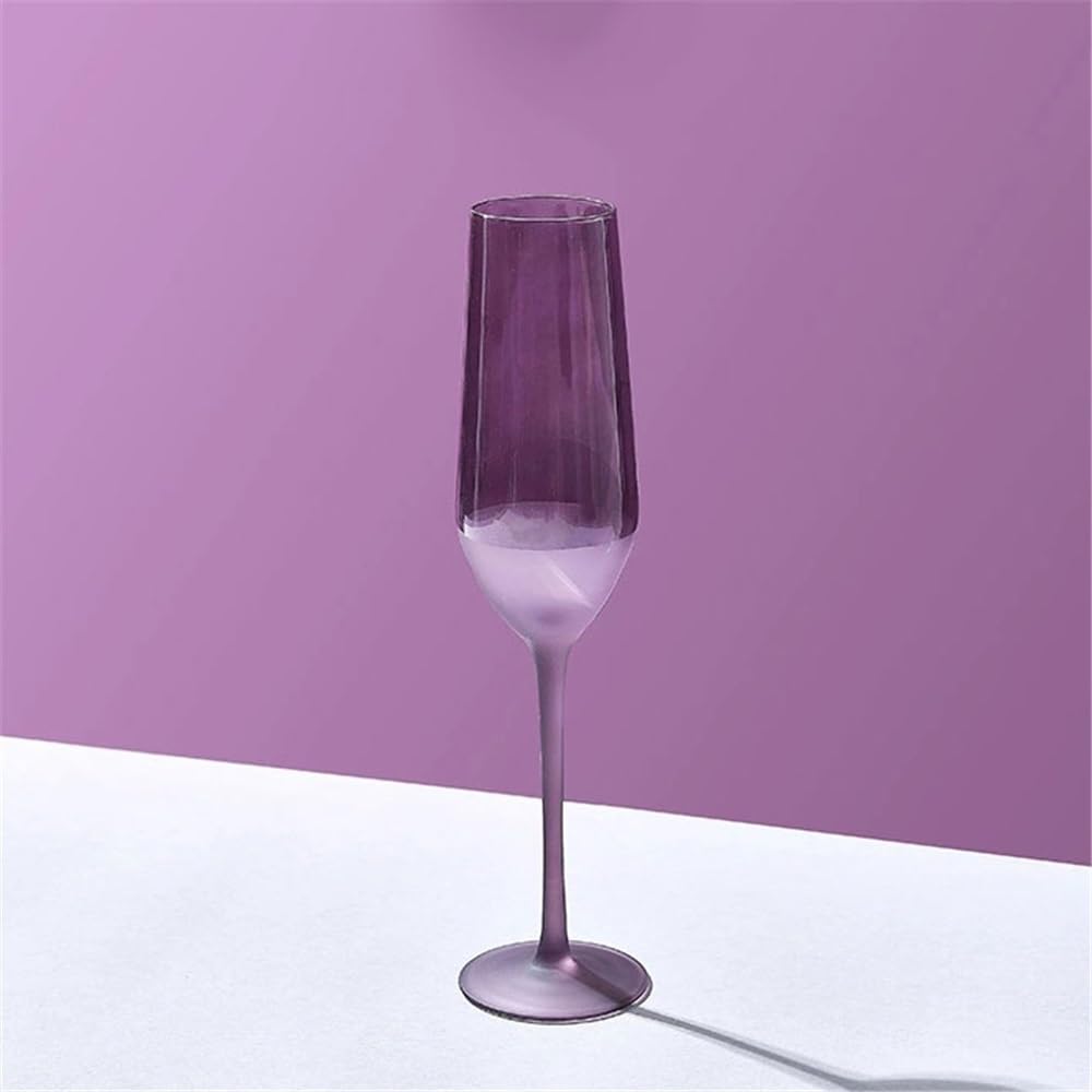 Flûtes à champagne Lot de 6 flûtes à champagne violettes semi-givrées, capacité de 10,15 oz, for la Saint-Valentin et Noël Verres à champagne