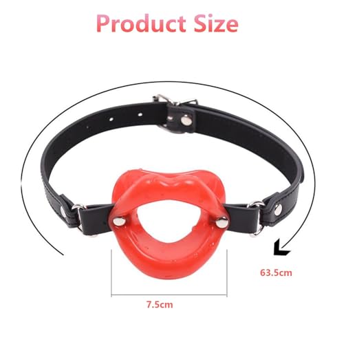 Image of Leather Restraints Ball Mouth Plug Red Lips BDSM Toys for Lover Couple | Adjustable Strap Adult Toys Silicone Restraint Slave SM Game