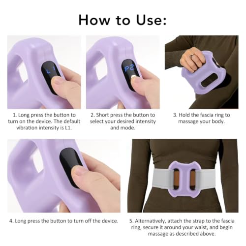 Image of Multifunctional Ring Massager with Adjustable Belt, Portable Electric Full Body Massager for Waist, Back, Legs & Shoulder Relaxation, Vibration Fascial Massage Tool with Auto Off Service for Adults.