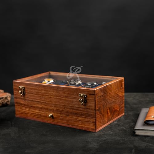 Image of 10 Drawer Indian Rosewood Superior Vintage Quality Wooden Mens Watch Display Box Case Organizer Holder | Luxury Timepiece Storage Case | Drawer for wallet, Cufflinks and other Accessories.