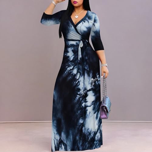 Image of PinkPatty Women's Plus Size Maxi Dress 3 /4 Sleeves Casual Flowy Long Dress for Vacation with Pockets