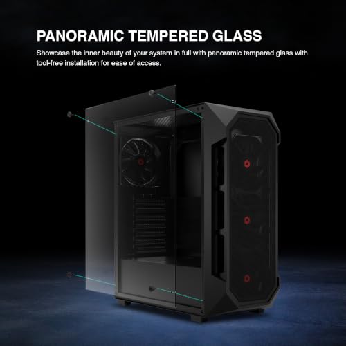 Image of Rosewill ATX Mid Tower Gaming Computer PC Case, Tempered Glass, Built-in 4 x 120mm PWM Fans, Front Airflow Mesh, Up to 6 x120mm Fans, 340mm GPU /VGA, 360mm AIO /Radiator, 160mm CPU Cooler - RWGC1