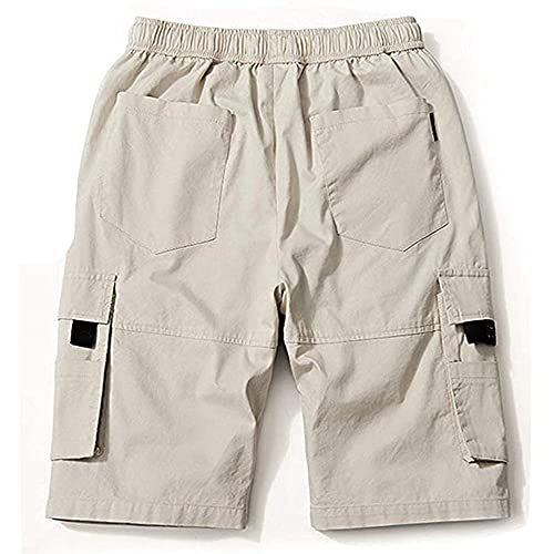 Eletop USFC00001-PA Men'S Cargo Shorts Casual Cotton Elastic Waist Work Shorts Drawstring Big Tall Classic Stretch Shorts A901 Beige 3Xl thumb #1