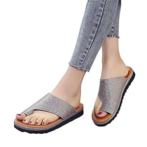 HUYP Slippers Flip Flops Voeten Toe Correctie Vrouwen Platform Sandal Schoenen Summer Travel Beach Schoenen (Color : Silver, Size : 38)